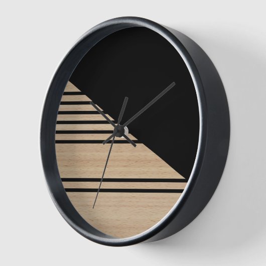 木コンテンポラリーストライプのブロックフェイク 壁時計 (傾斜)