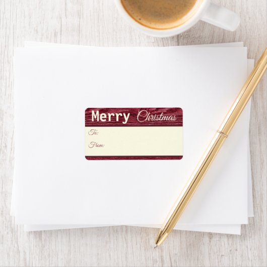 木トナカイ素朴赤メリークリスマスギフトラベル ラベル (インサイチュ)