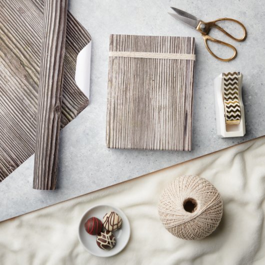 木ノットオークスタイル木目ストライプ粒 ラッピングペーパー (クラフト)