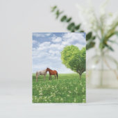 木ハート及び馬はがき ポストカード (スタンド正面)