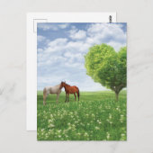 木ハート及び馬はがき ポストカード (正面/裏面)