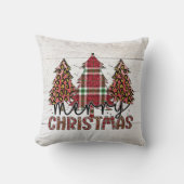 木パターン（の模様が）ある々のクリスマス クッション (正面)