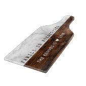 木パーソナライズされたと大理石のファミリ名引用文 カッティングボード (角)