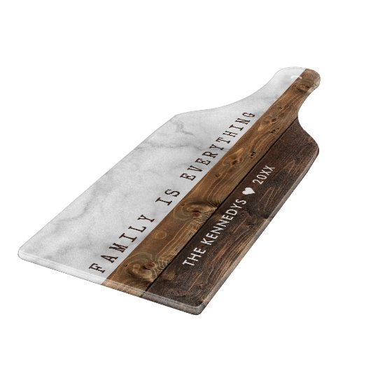 木パーソナライズされたと大理石の引用文ファミリ名 カッティングボード (角)