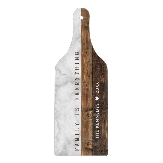 木パーソナライズされたと大理石の引用文ファミリ名 カッティングボード (正面)
