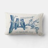 木パーソナライズされたにヴィンテージふくろう結婚夫婦 ランバークッション (裏面)