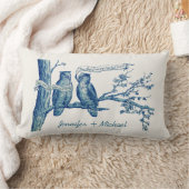 木パーソナライズされたにヴィンテージふくろう結婚夫婦 ランバークッション (ブランケット)