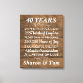 木パーソナライズされたの結婚記念日の節目 キャンバスプリント (正面)