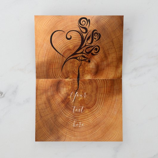 木パーソナライズされたフェイクの五結婚周年記念 カード (内部)