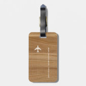 木パーソナライズされたフェイク素朴な飛行機旅行 ラゲッジタグ (裏面縦)