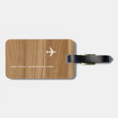 木パーソナライズされたフェイク素朴な飛行機旅行 ラゲッジタグ (裏面横)