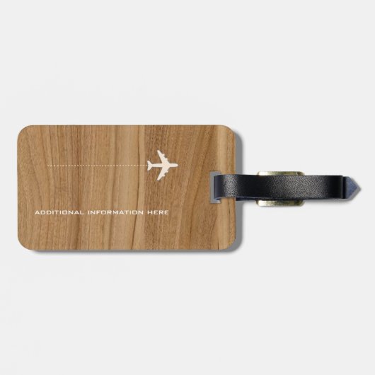木パーソナライズされたフェイク素朴な飛行機旅行 ラゲッジタグ (裏面横)
