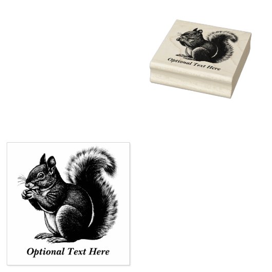 木パーソナライズされたリス ラバースタンプ (押印)