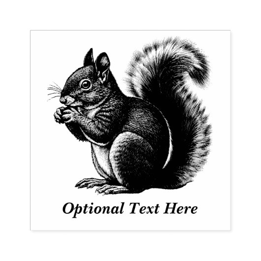 木パーソナライズされたリス ラバースタンプ (インプリント)