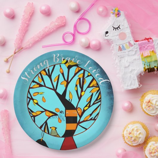 木パーソナライズされた乳がん鳥 ペーパープレート (パーティー)