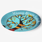 木パーソナライズされた乳がん鳥 ペーパープレート (アングル)