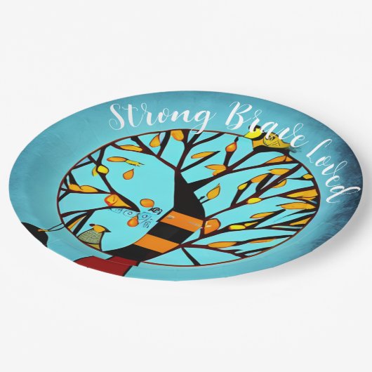 木パーソナライズされた乳がん鳥 ペーパープレート (アングル)