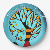 木パーソナライズされた乳がん鳥 ペーパープレート (正面)