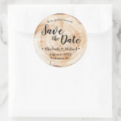 木パーソナライズされた切り素朴な結婚式日付を保存 ラウンドシール (バッグ)