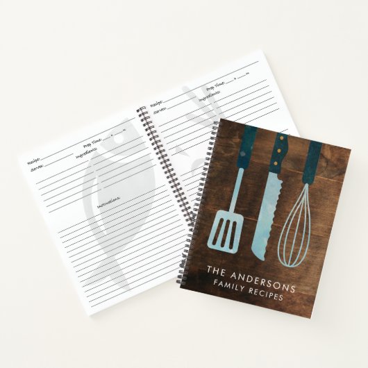 木パーソナライズされた台所用品レシピ本 ノートブック (内部)