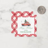 木パーソナライズされた囲い付きクリスマスレッドカー ノートカード (正面/裏面インサイチュ)