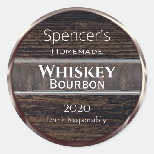 木パーソナライズされた材、金属、革 ラウンドシール (正面)