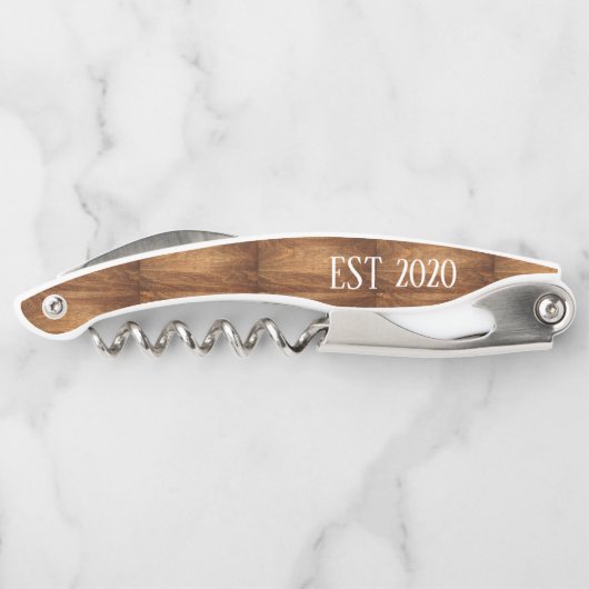 木パーソナライズされた粒結婚付きコルクねじ ソムリエナイフ (裏面)