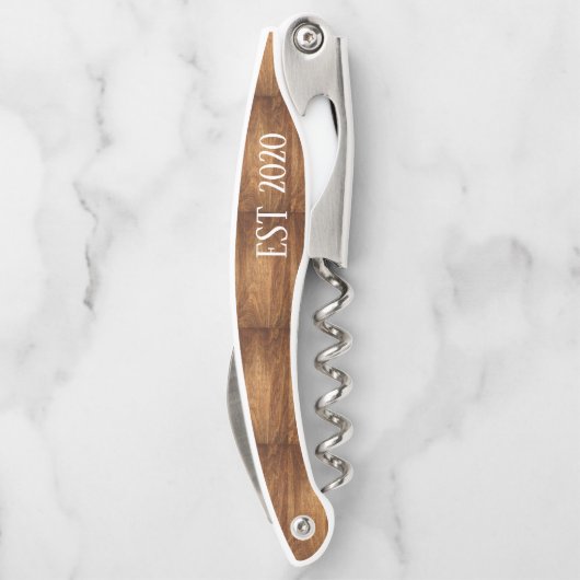 木パーソナライズされた粒結婚付きコルクねじ ソムリエナイフ (裏面)