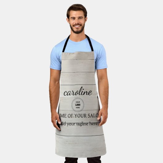 木パーソナライズされた素朴製エプロン エプロン (着用した状態)