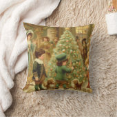 木ビクトリアンにクリスマス飾イブ クッション (ブランケット)