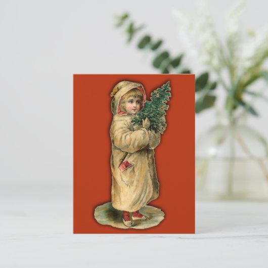 木ビクトリアン付きクリスマスカードのお子様 シーズンポストカード (スタンド正面)