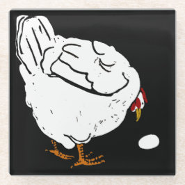 木ビクトリアン切り家畜チキン ガラスコースター