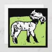 木ビクトリアン切り牧場の動物の羊と羊 案内状 (正面/裏面)