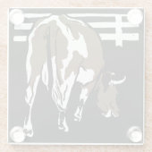 木ビクトリアン切り牧場の動物牛 ガラスコースター (裏面)