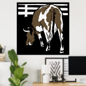 木ビクトリアン切り牧場の動物牛 ポスター (ホームオフィス)