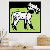 木ビクトリアン切り養殖動物の子羊 ポスター (キッチン)