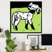 木ビクトリアン切り養殖動物の子羊 ポスター (ホームオフィス)