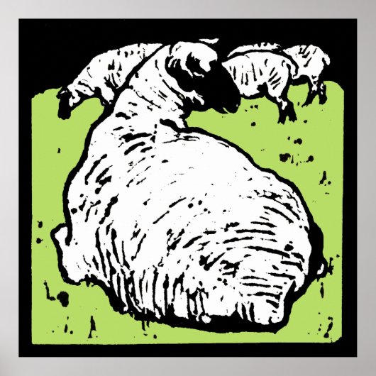 木ビクトリアン切り養殖動物の羊 ポスター (正面)