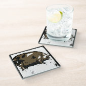 木ビクトリアン切り養殖動物の豚 ガラスコースター (アングル)