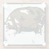 木ビクトリアン切り養殖動物の豚 ガラスコースター (裏面)