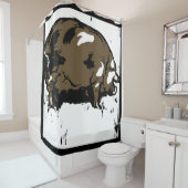 木ビクトリアン切り養殖動物の豚 シャワーカーテン (インサイチュ)