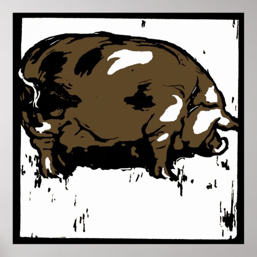 木ビクトリアン切り養殖動物の豚 ポスター (正面)