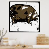 木ビクトリアン切り養殖動物の豚 ポスター (キッチン)