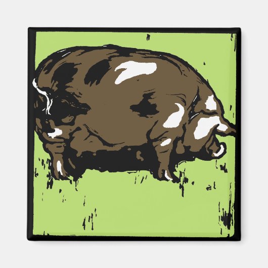 木ビクトリアン切り養殖動物の豚 マグネット (正面)