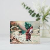 木ビクトリアン葉書き付きサンタ ポストカード (スタンド正面)