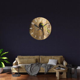 木フェイクのひれ ラウンド壁時計