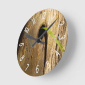 木フェイクのひれ ラウンド壁時計 (傾斜)