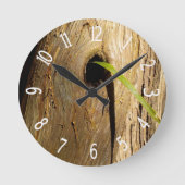 木フェイクのひれ ラウンド壁時計 (正面)