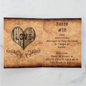 木フェイクの記念日カード、彼のために任意の年 カード (内部)