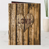 木フェイクの記念日カード、彼のために任意の年 カード (裏面)